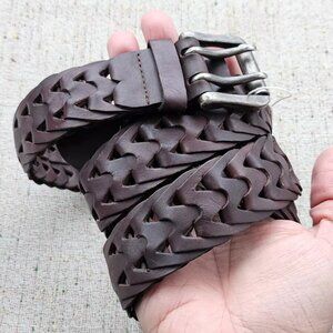 Jeans West Belt Genuine Leather Braided Waistband Unisex Belt Size 35-36 New